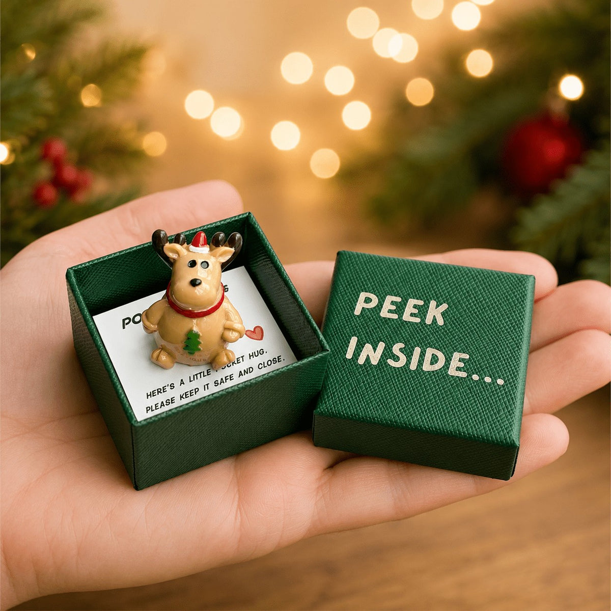 Reindeer Pocket Hug Keepsake Box
