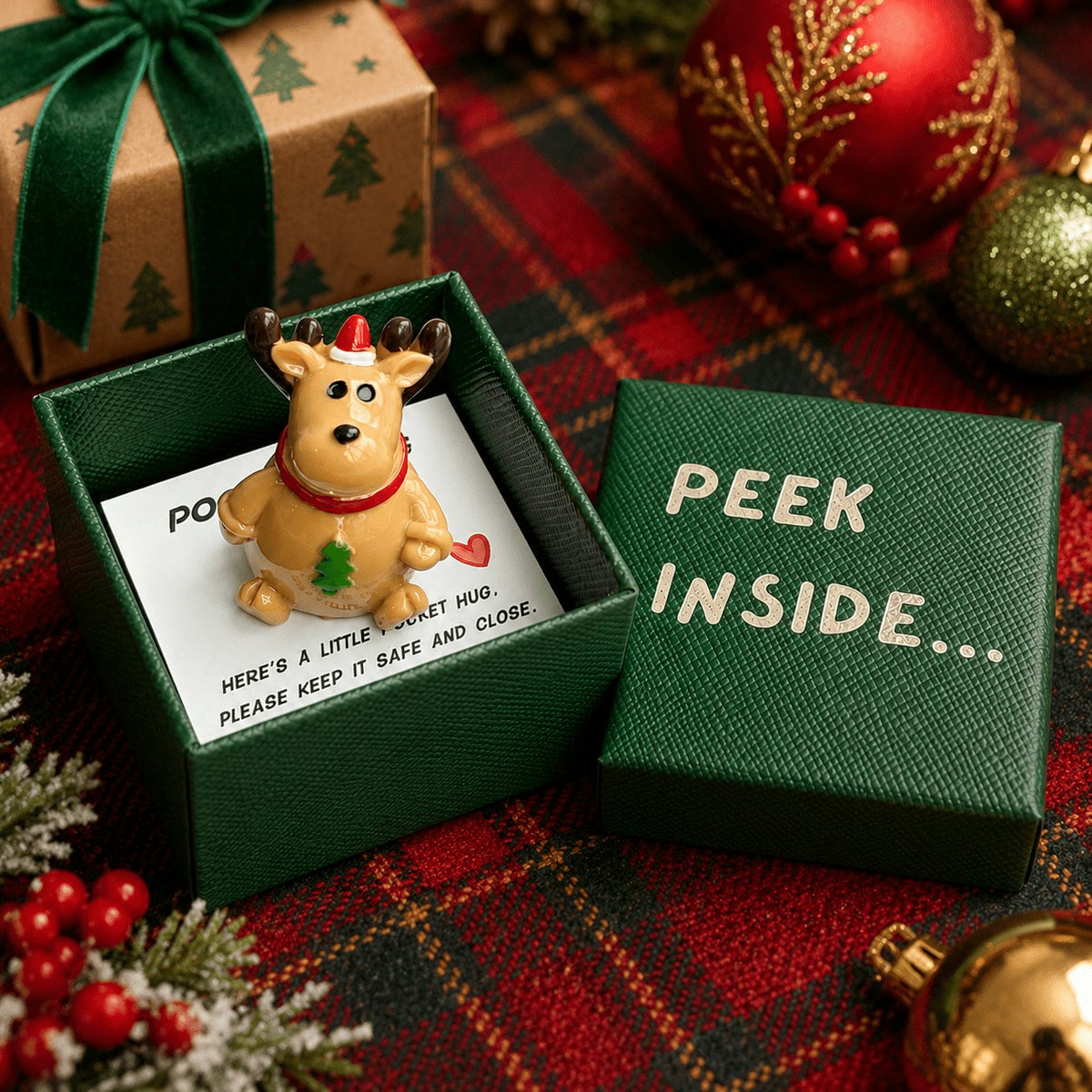 Reindeer Pocket Hug Keepsake Box
