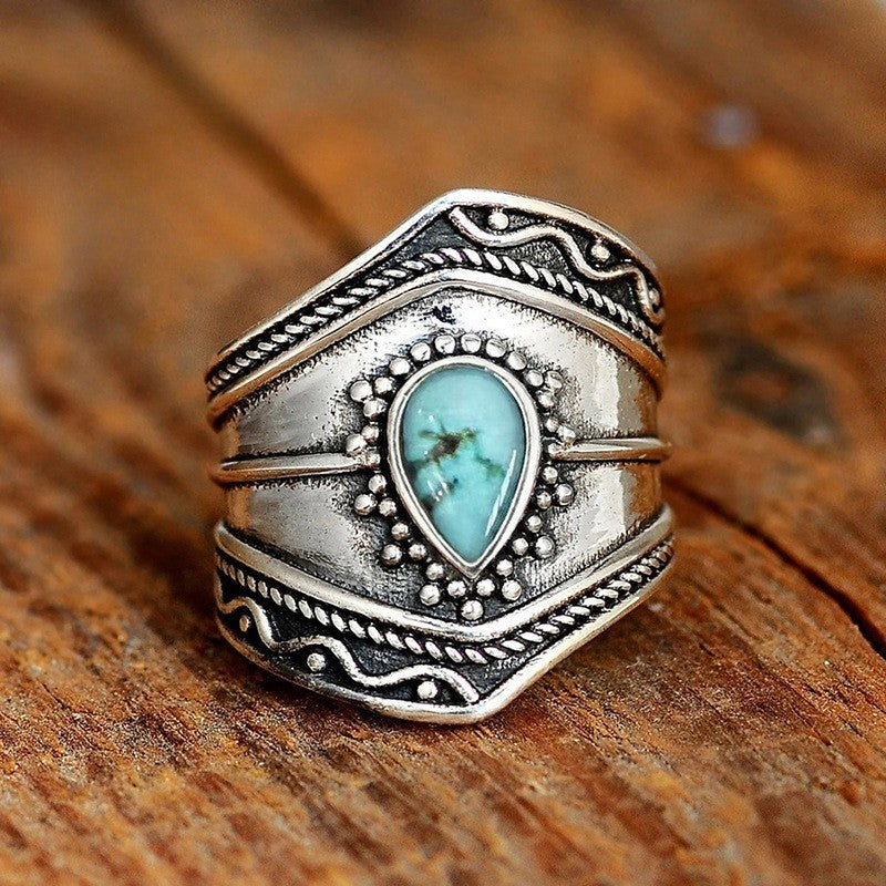 Turquoise Geometric Statement Ring