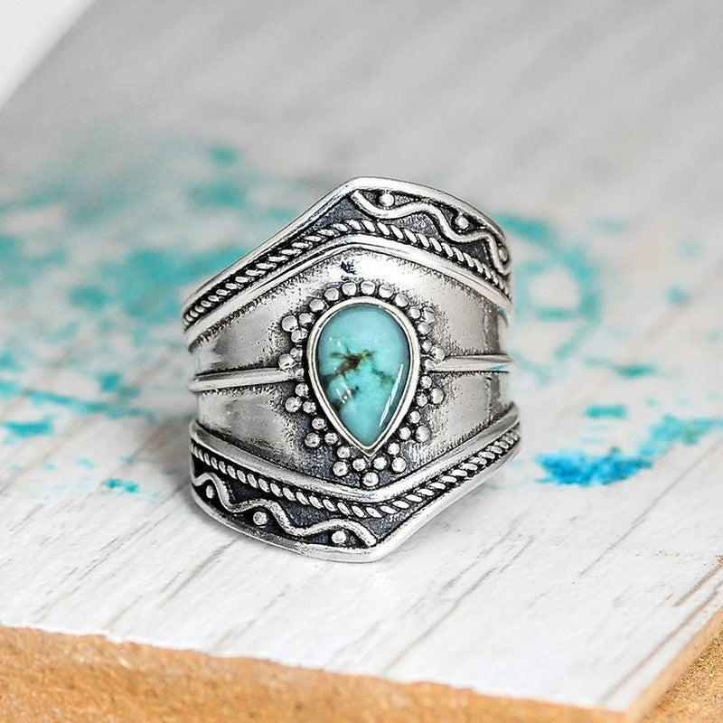 Turquoise Geometric Statement Ring