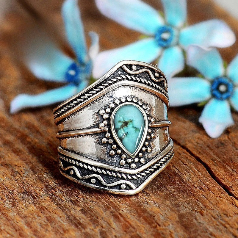 Turquoise Geometric Statement Ring