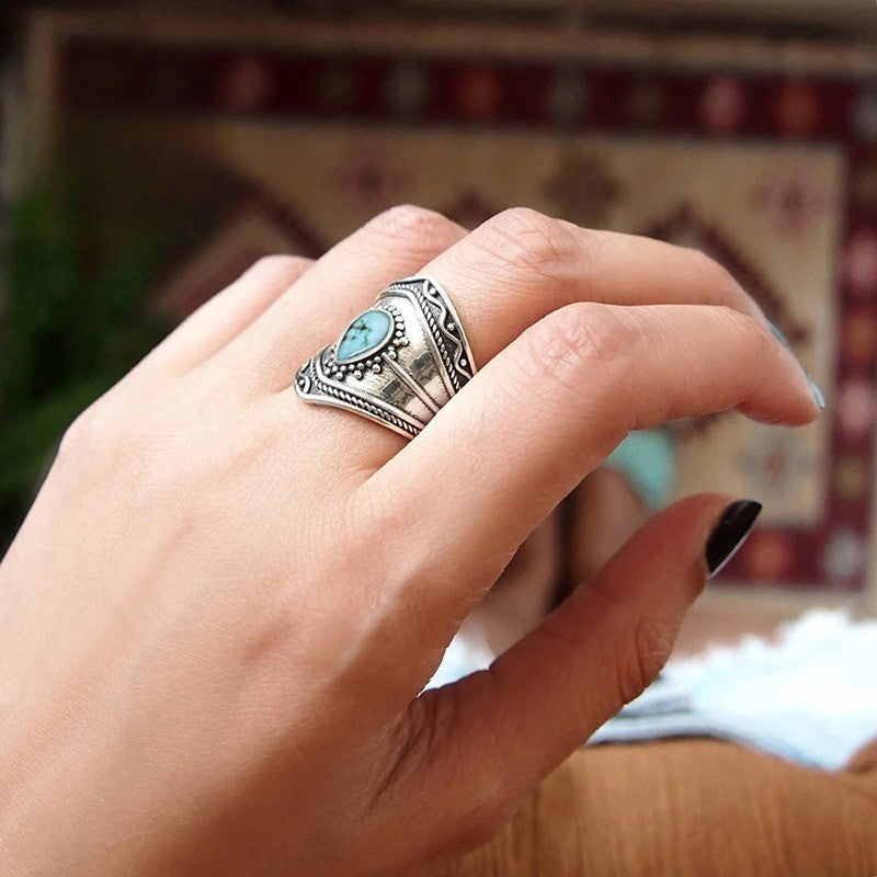 Turquoise Geometric Statement Ring