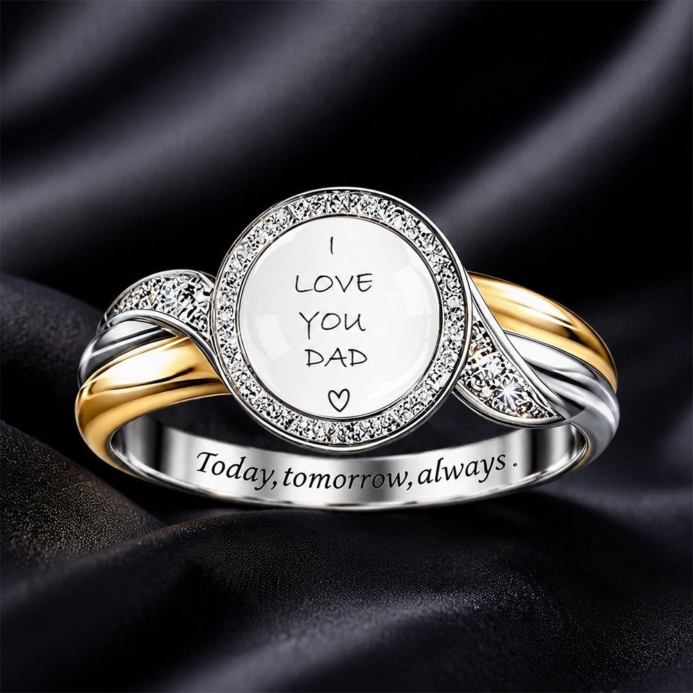 Two-Tone Engraved Sentiment Ring