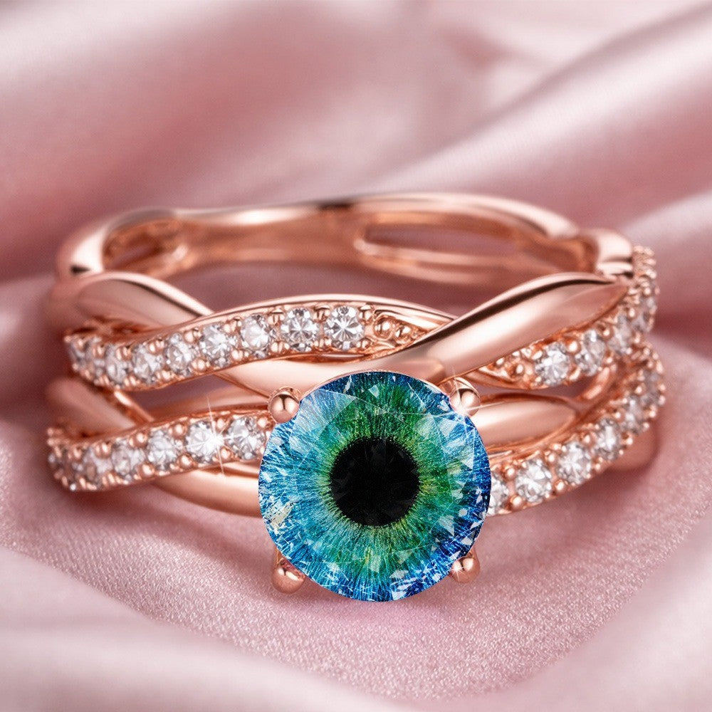 Blue & Green Eye Statement Ring