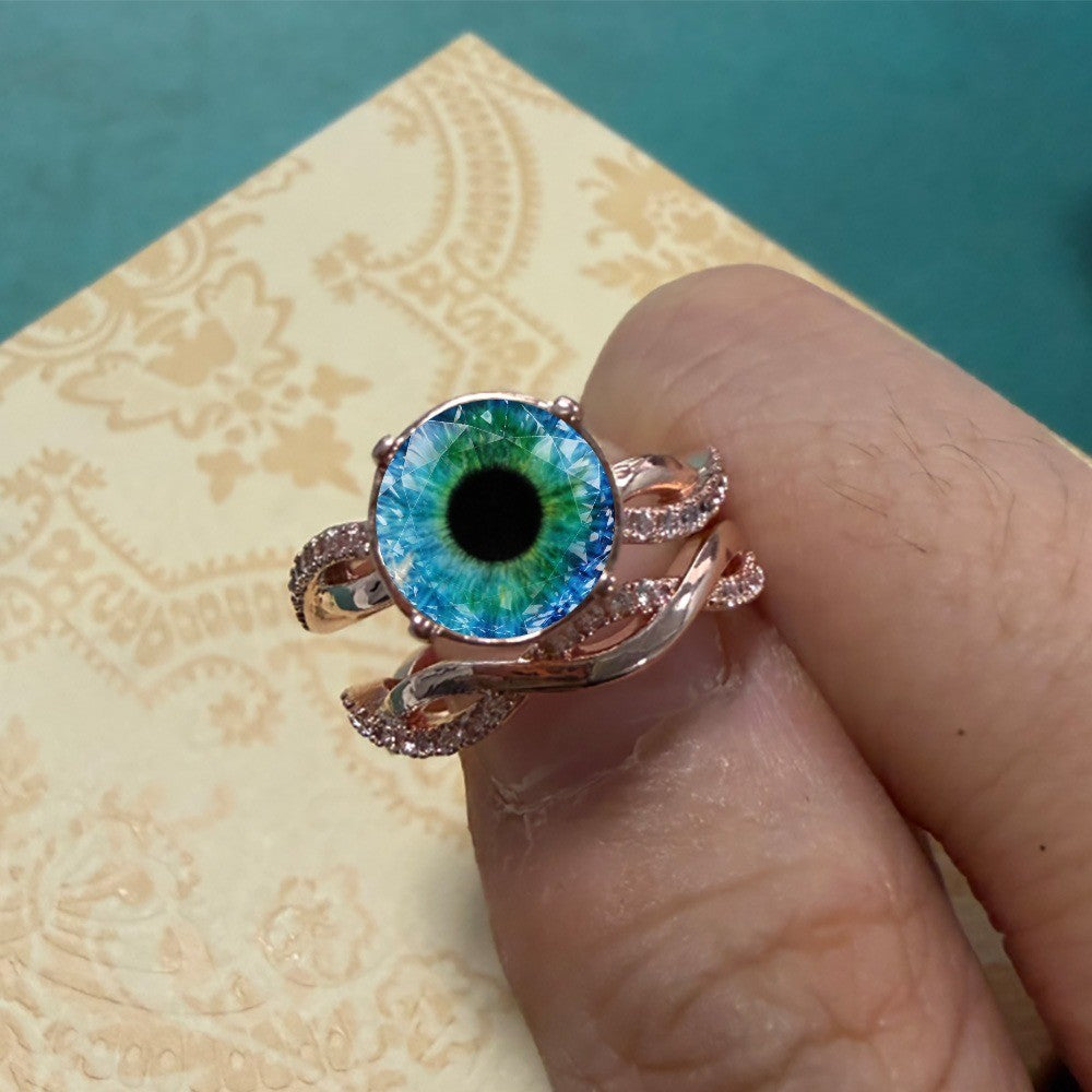 Blue & Green Eye Statement Ring