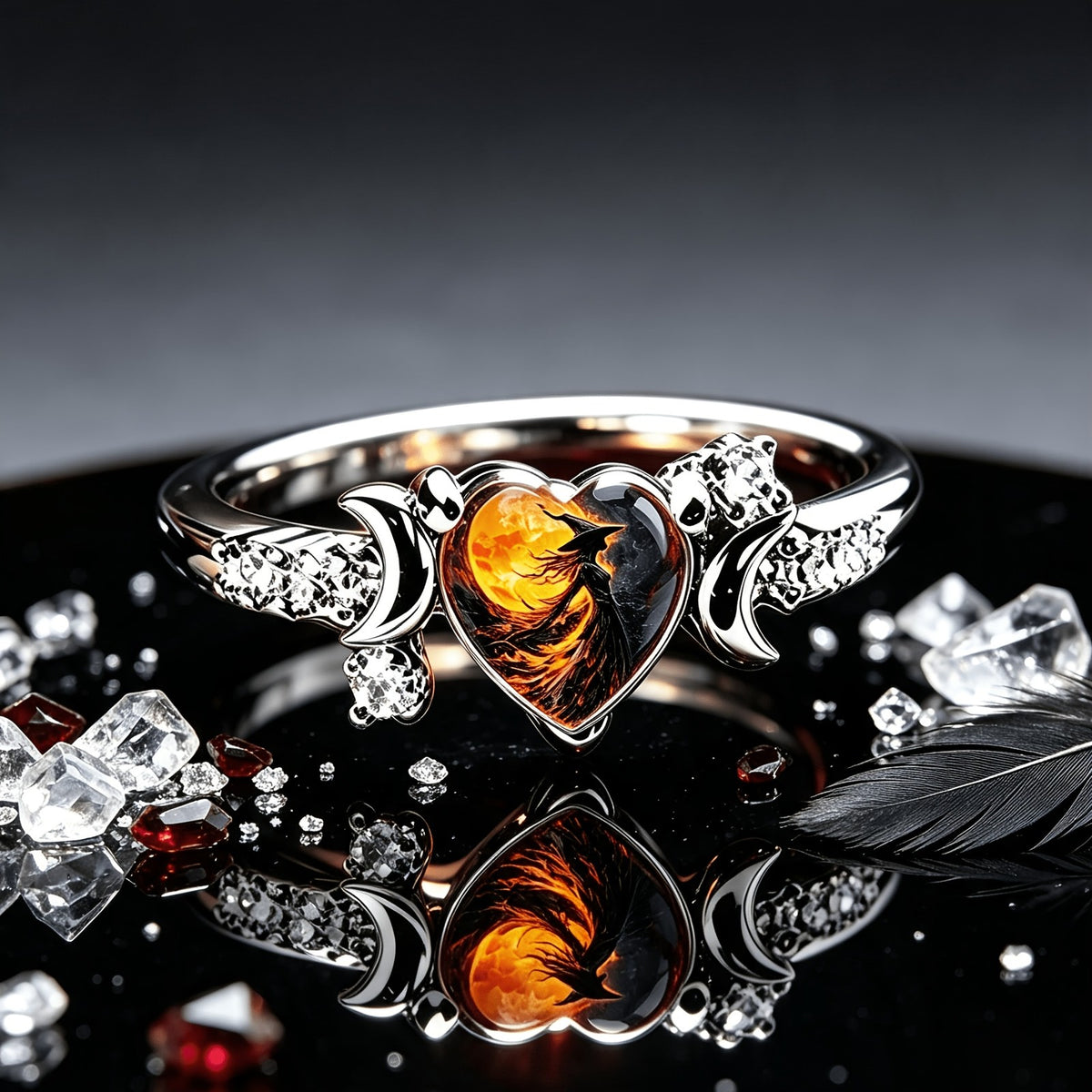 Heart Witch Moon Ring