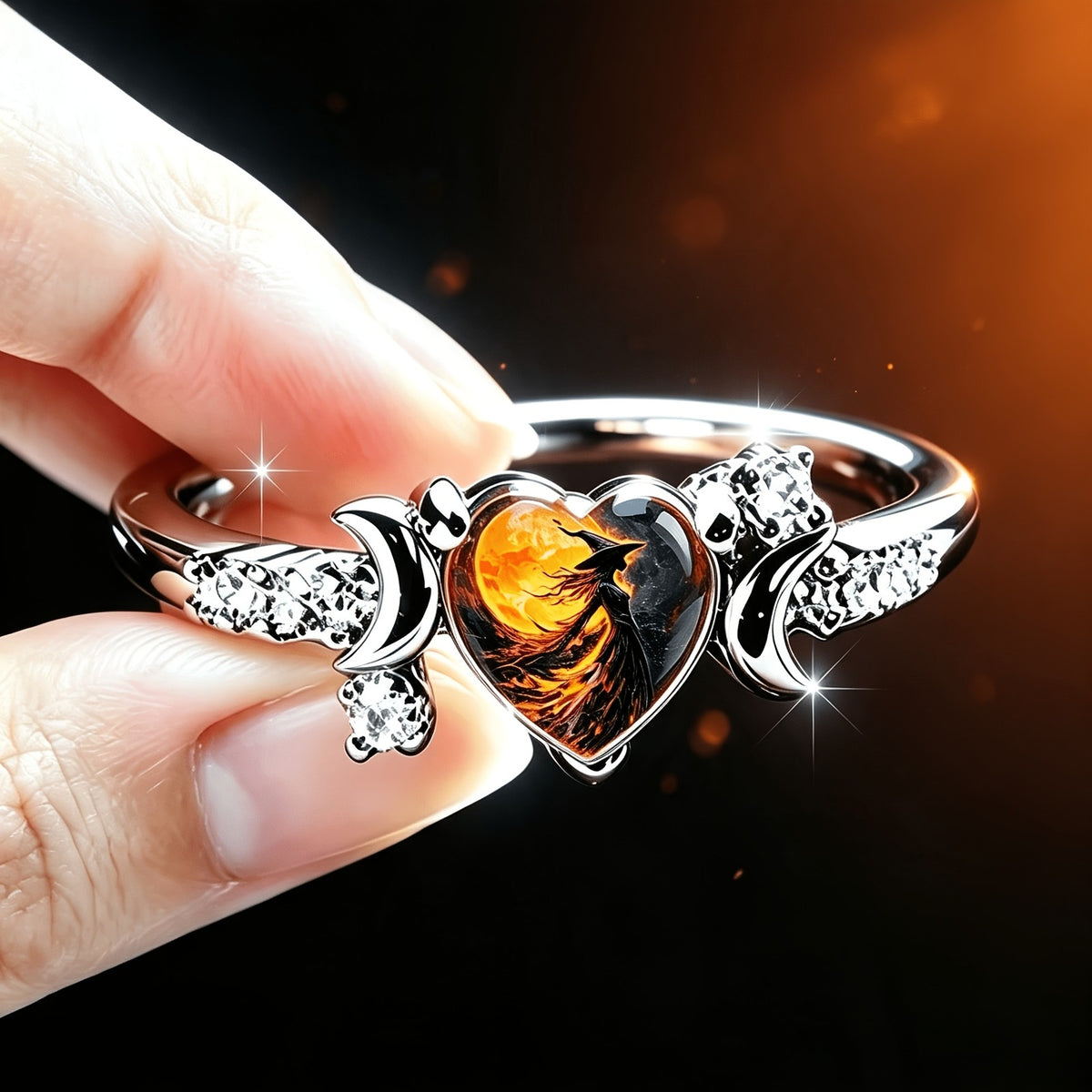 Heart Witch Moon Ring