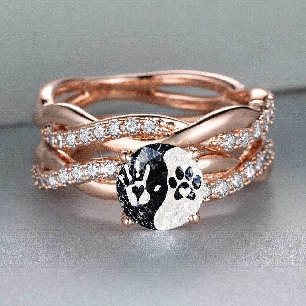 Handprint & Paw Yin Yang Ring