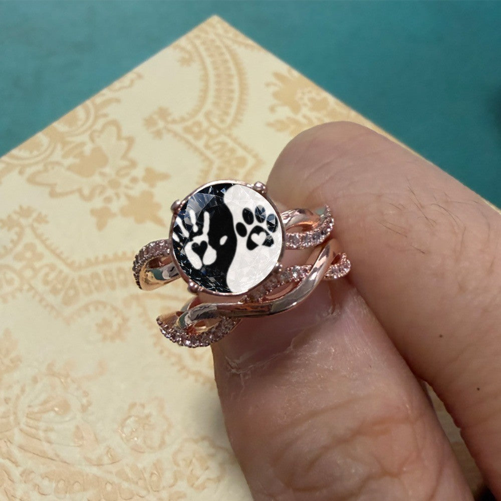 Handprint & Paw Yin Yang Ring