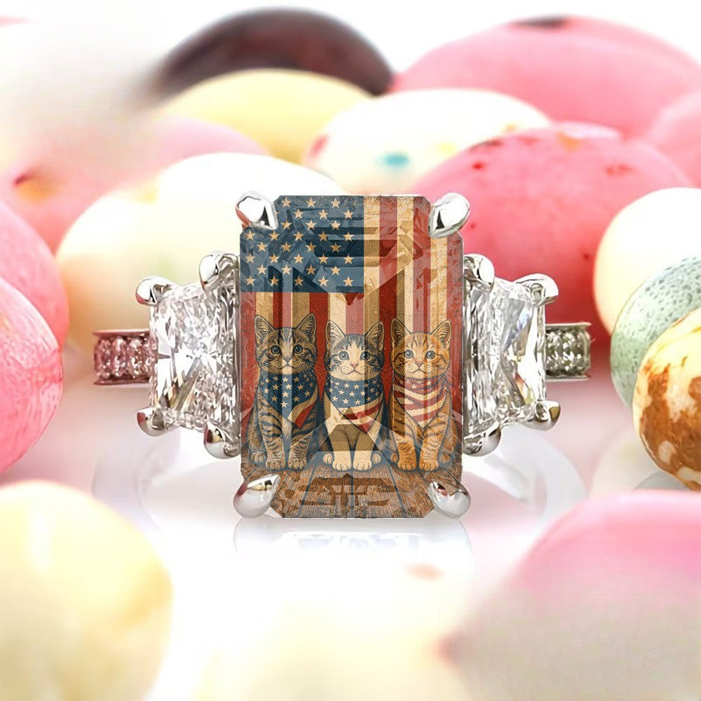 Patriotic Cats Square Ring