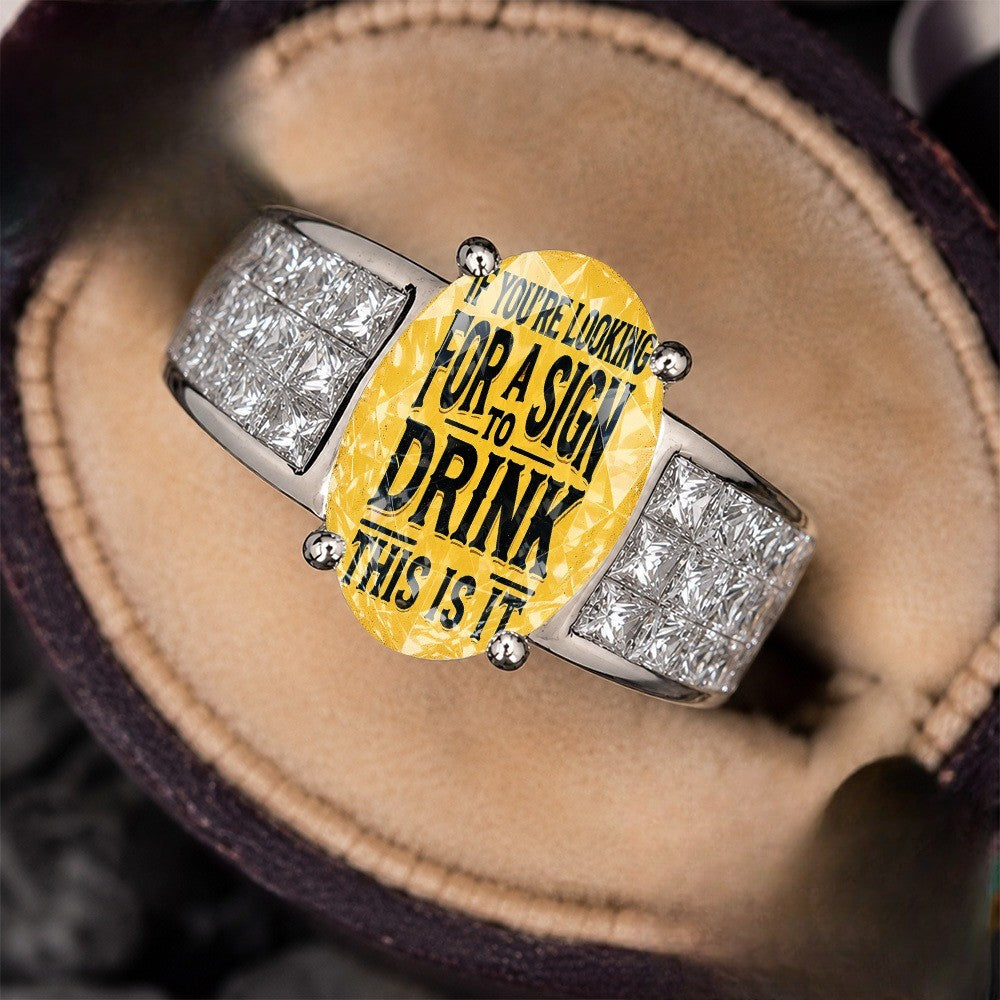 Yellow Crystal Drink Quote Ring