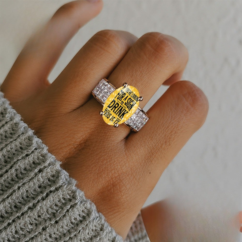 Yellow Crystal Drink Quote Ring