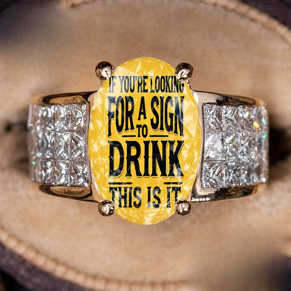 Yellow Crystal Drink Quote Ring
