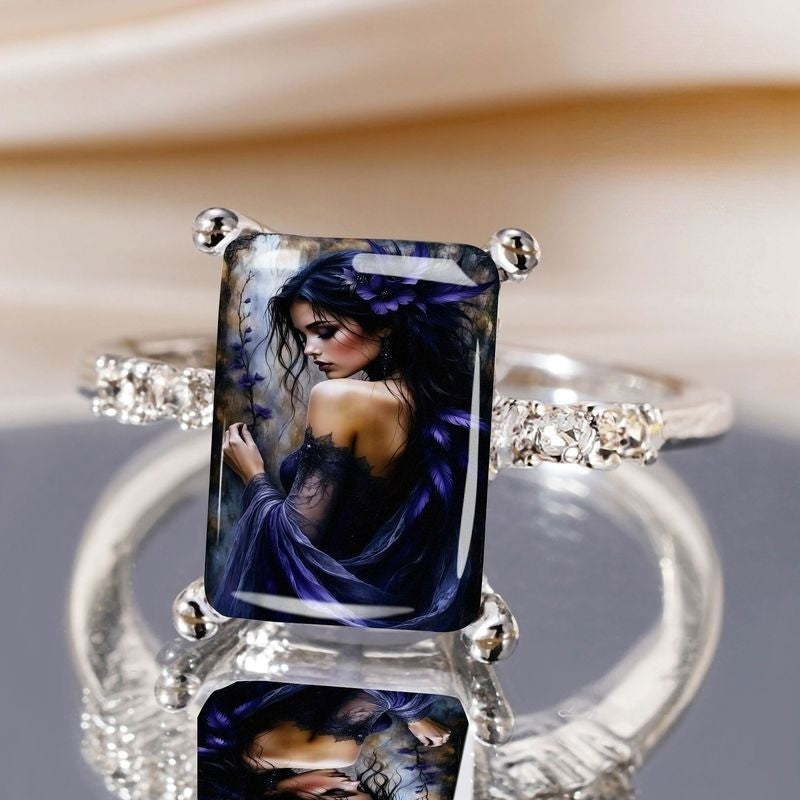 Purple Maiden Portrait Ring