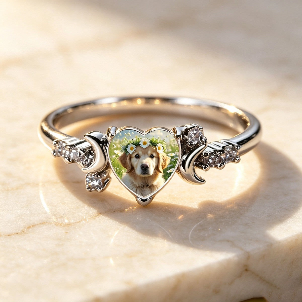 Puppy Portrait Heart Ring