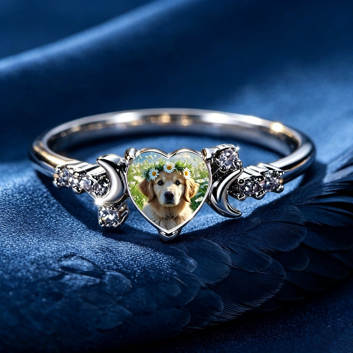Puppy Portrait Heart Ring
