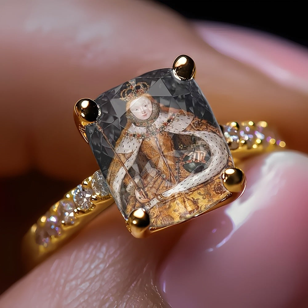 Royal Portrait Square Ring