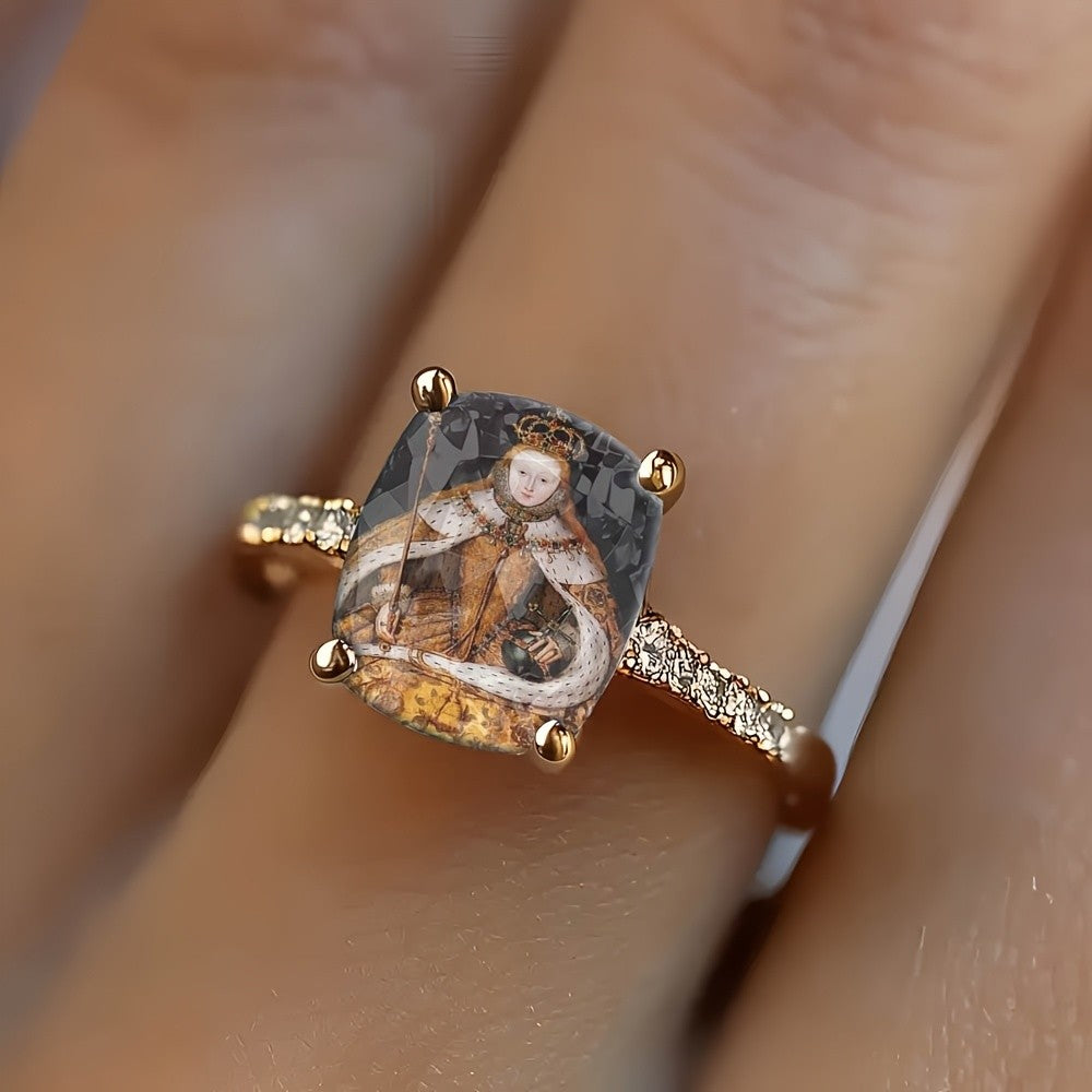 Royal Portrait Square Ring
