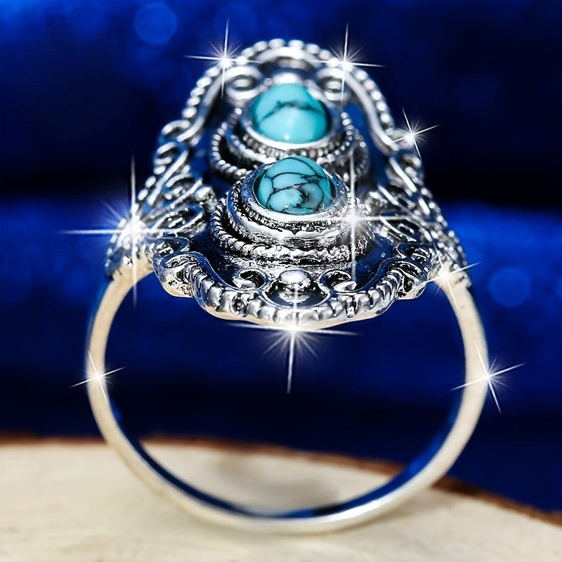 Turquoise Double Oval Scroll Ring