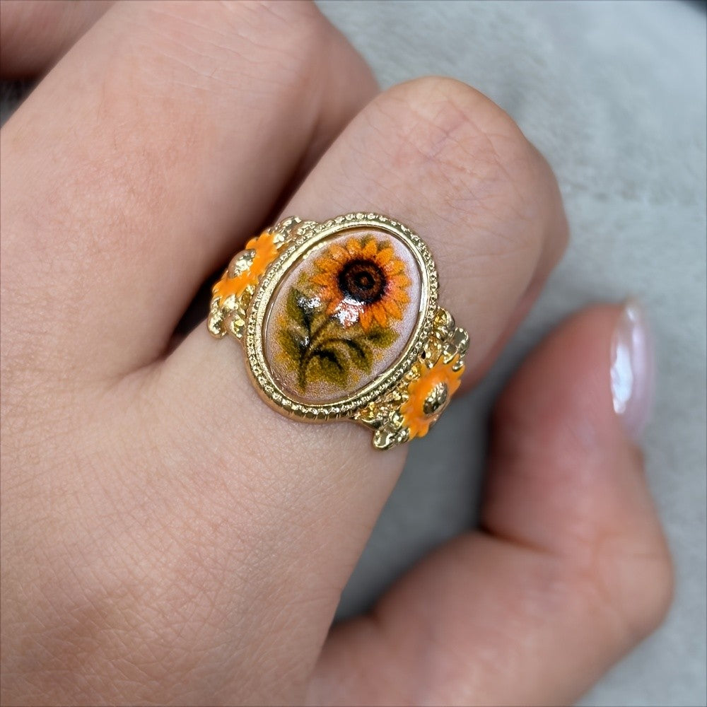 Sunflower Oval Statement Ring