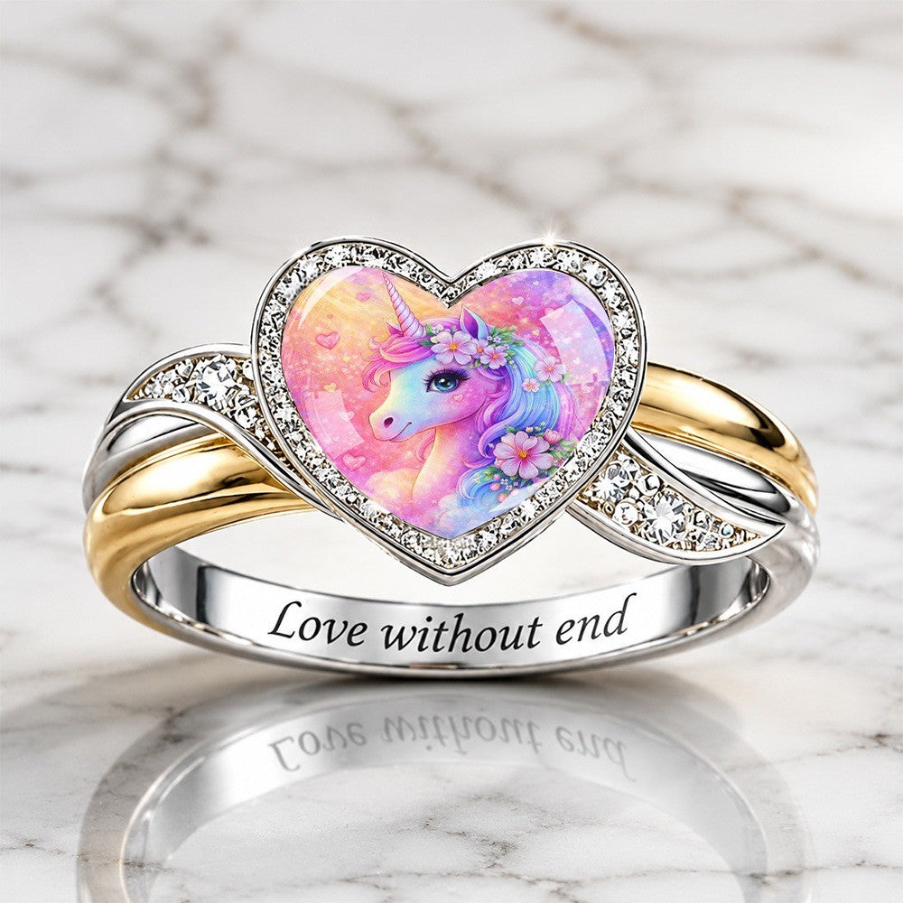 Colorful Unicorn Heart Ring