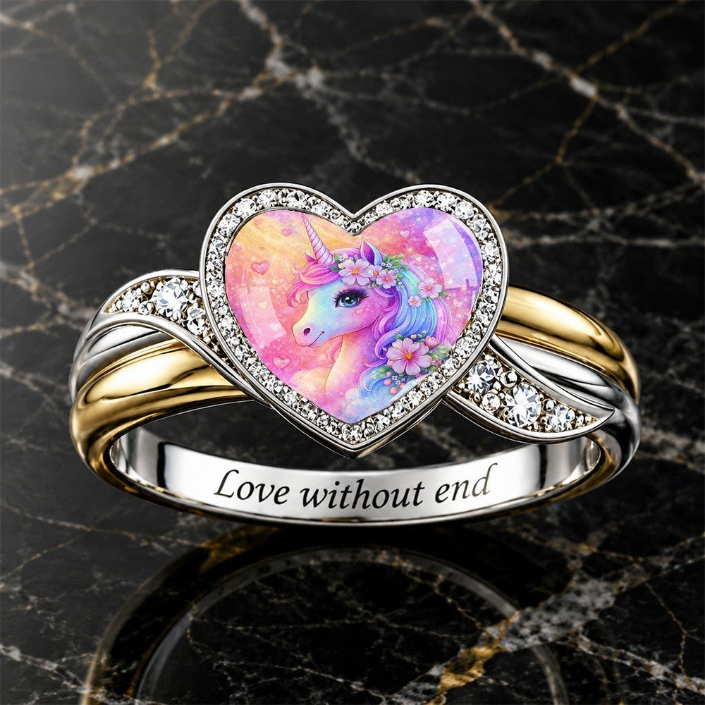 Colorful Unicorn Heart Ring