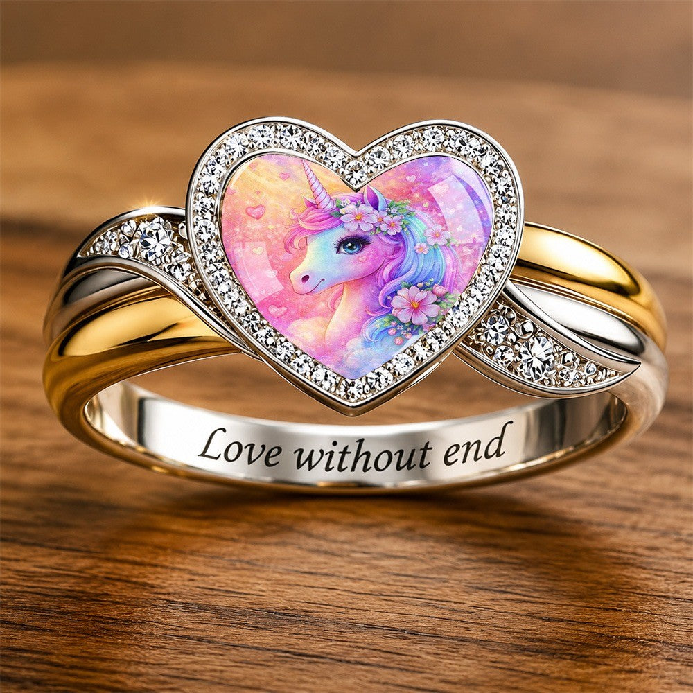 Colorful Unicorn Heart Ring