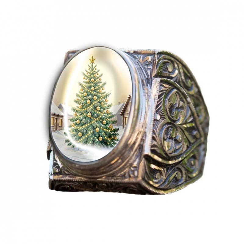 Christmas Tree Cameo Ring