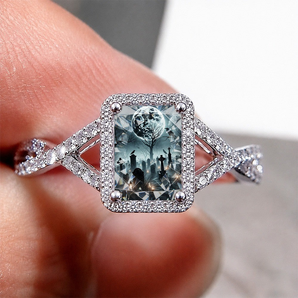 Moonlit Cemetery Square Ring