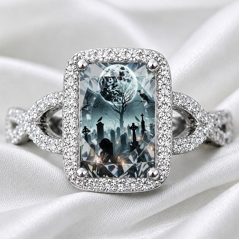 Moonlit Cemetery Square Ring