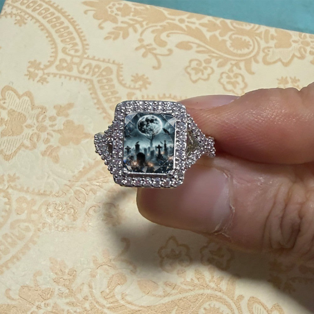 Moonlit Cemetery Square Ring