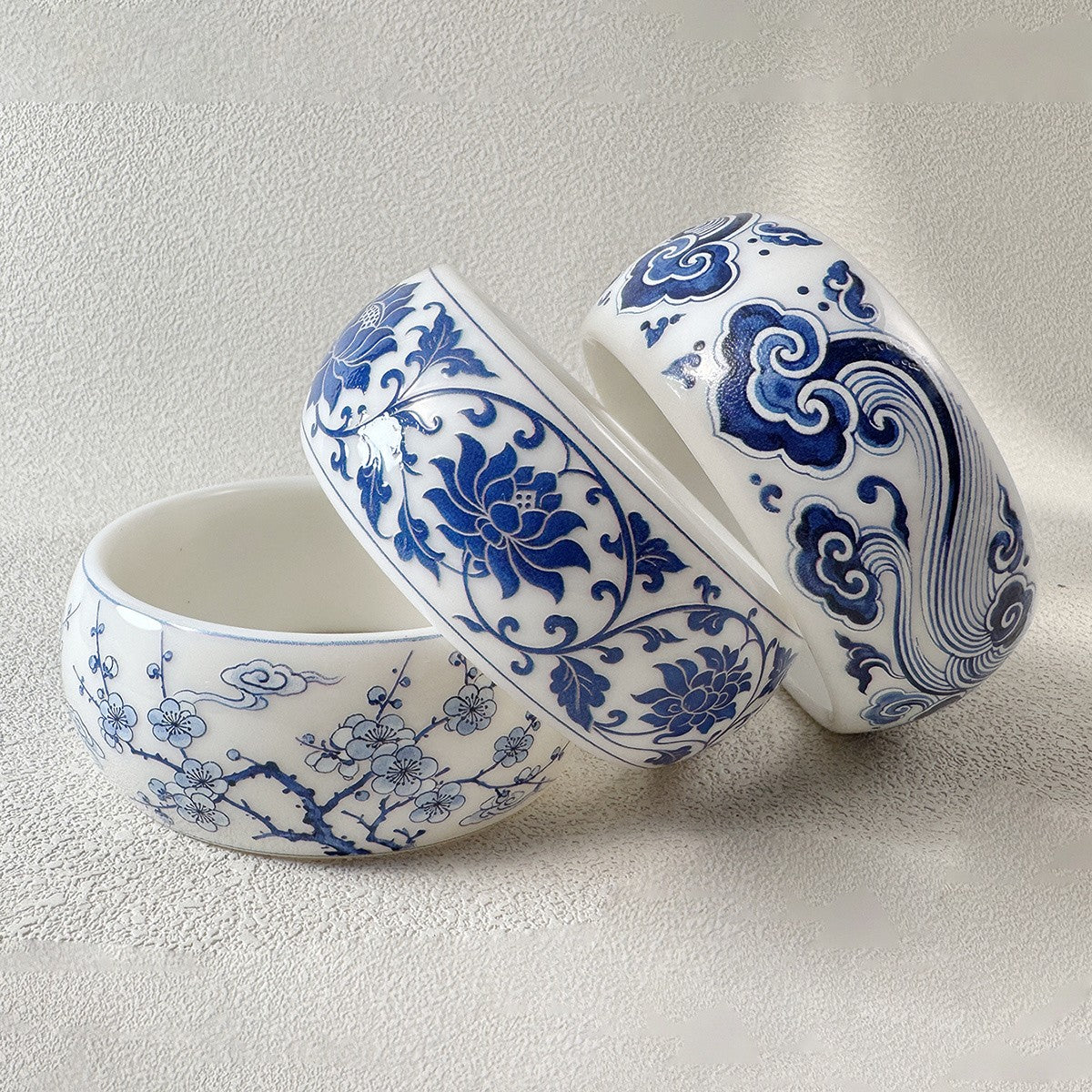 Blue Floral Wide Bangle