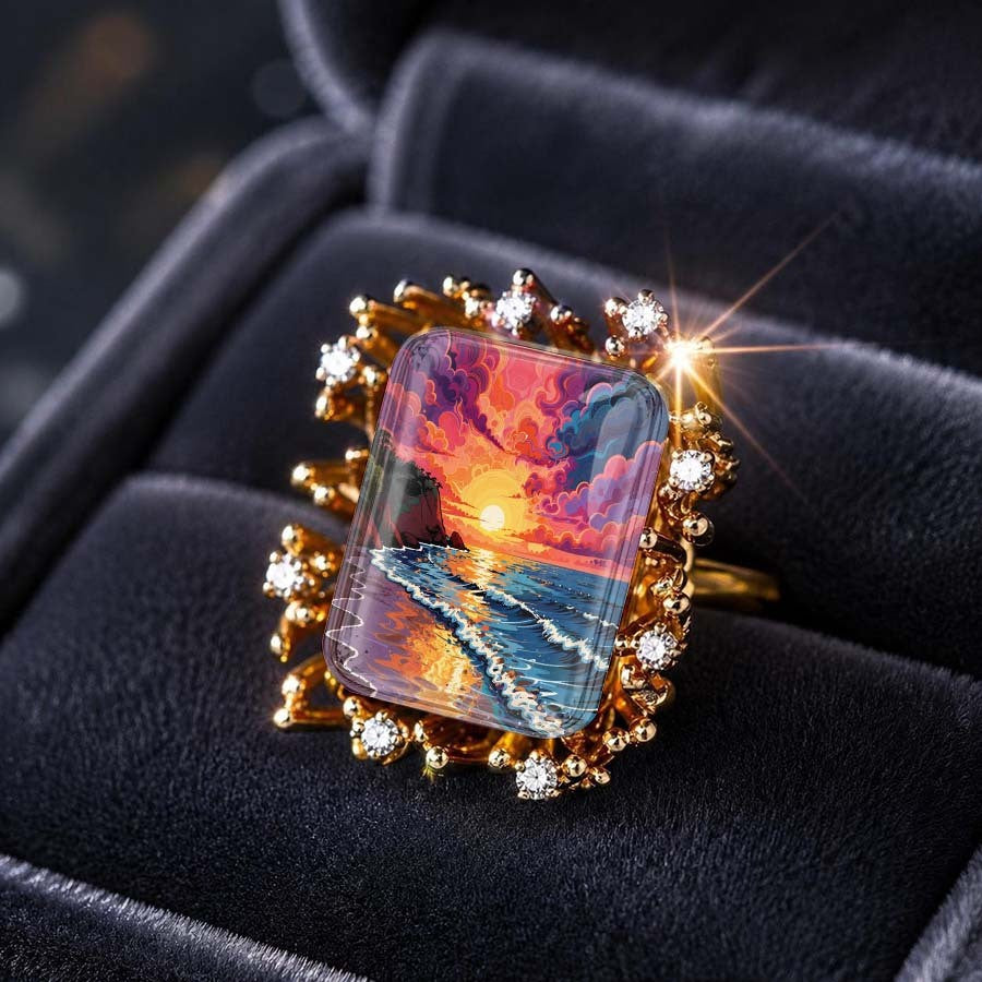 Sunset Seascape Square Ring