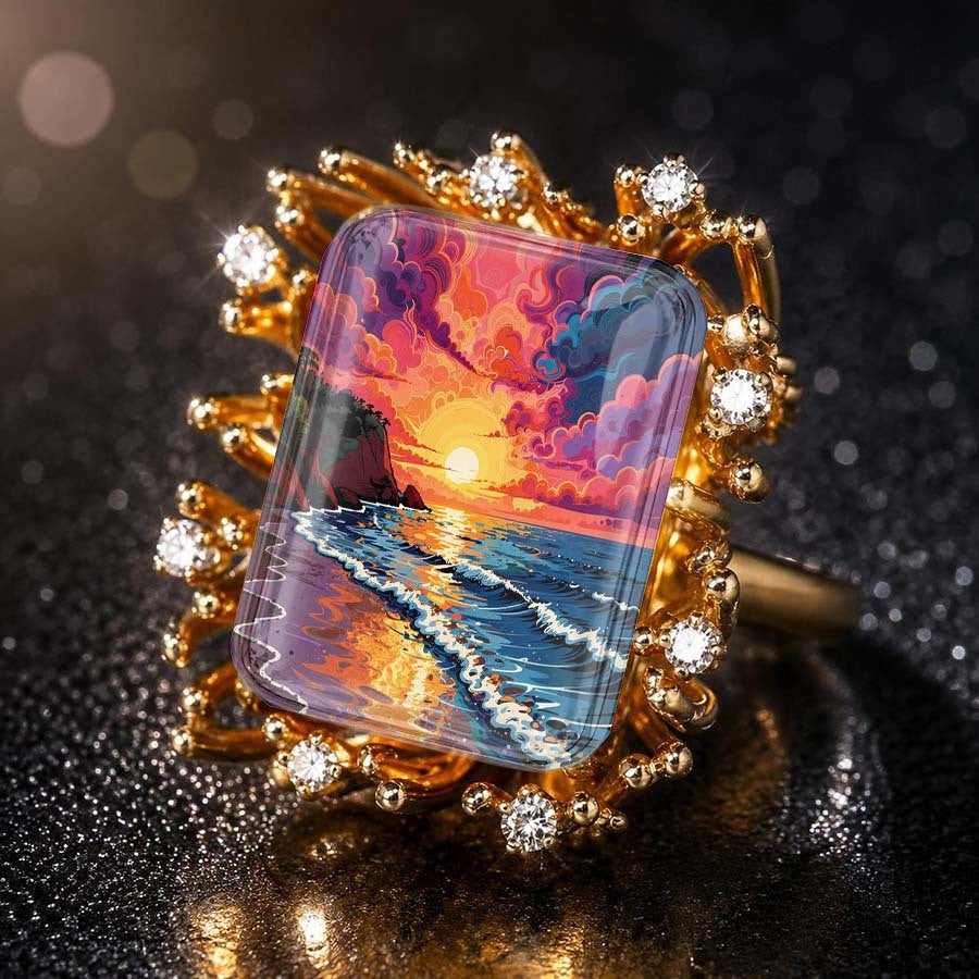 Sunset Seascape Square Ring