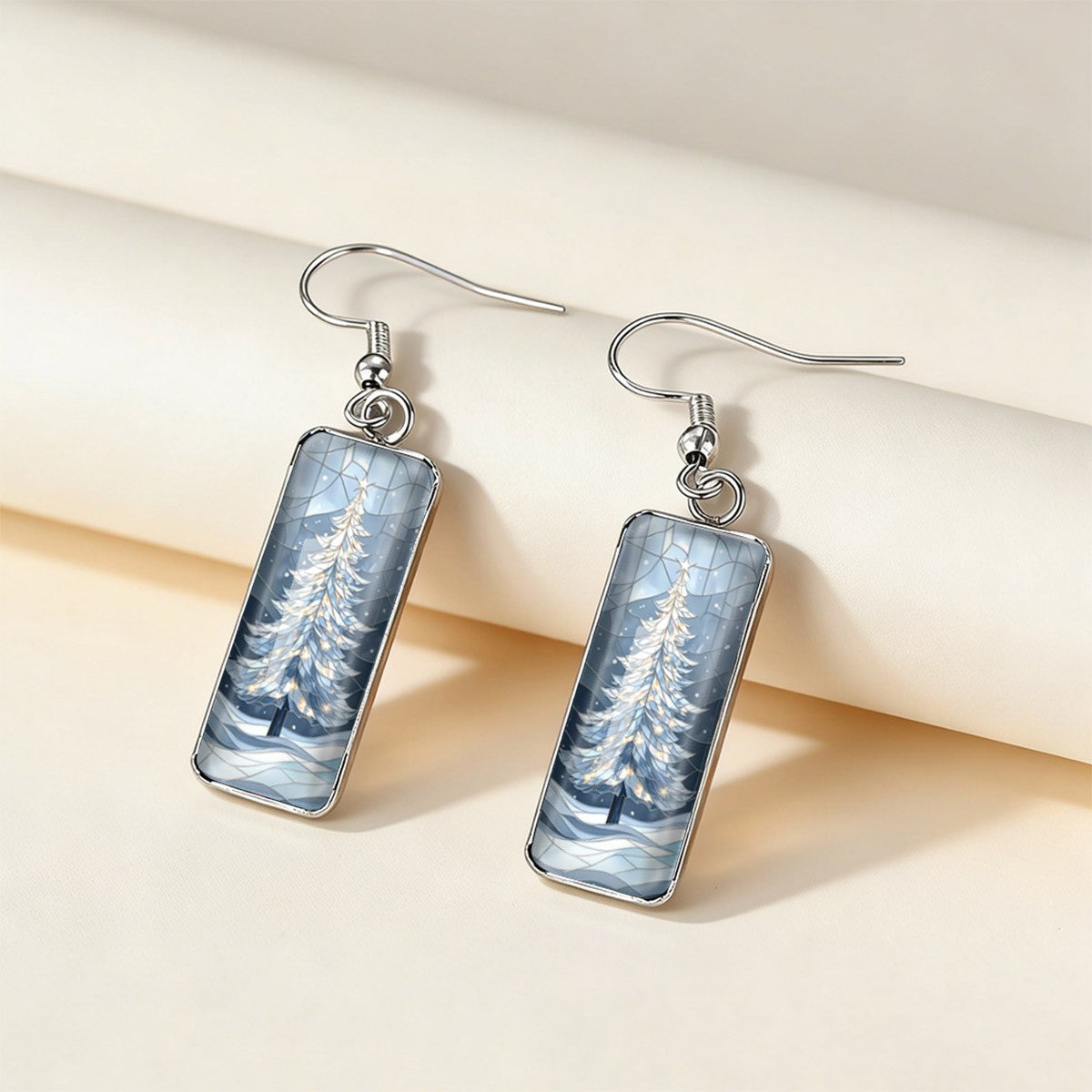 Winter Tree Rectangular Earrings