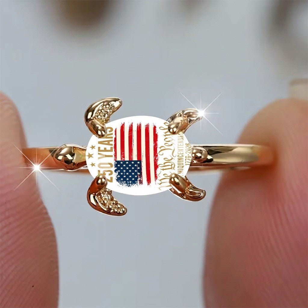 American Flag Turtle Ring