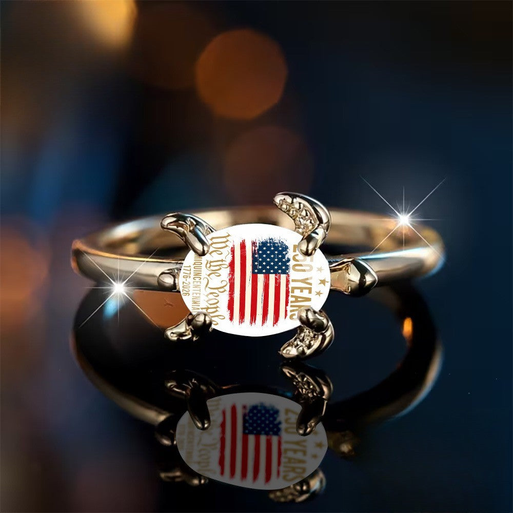 American Flag Turtle Ring