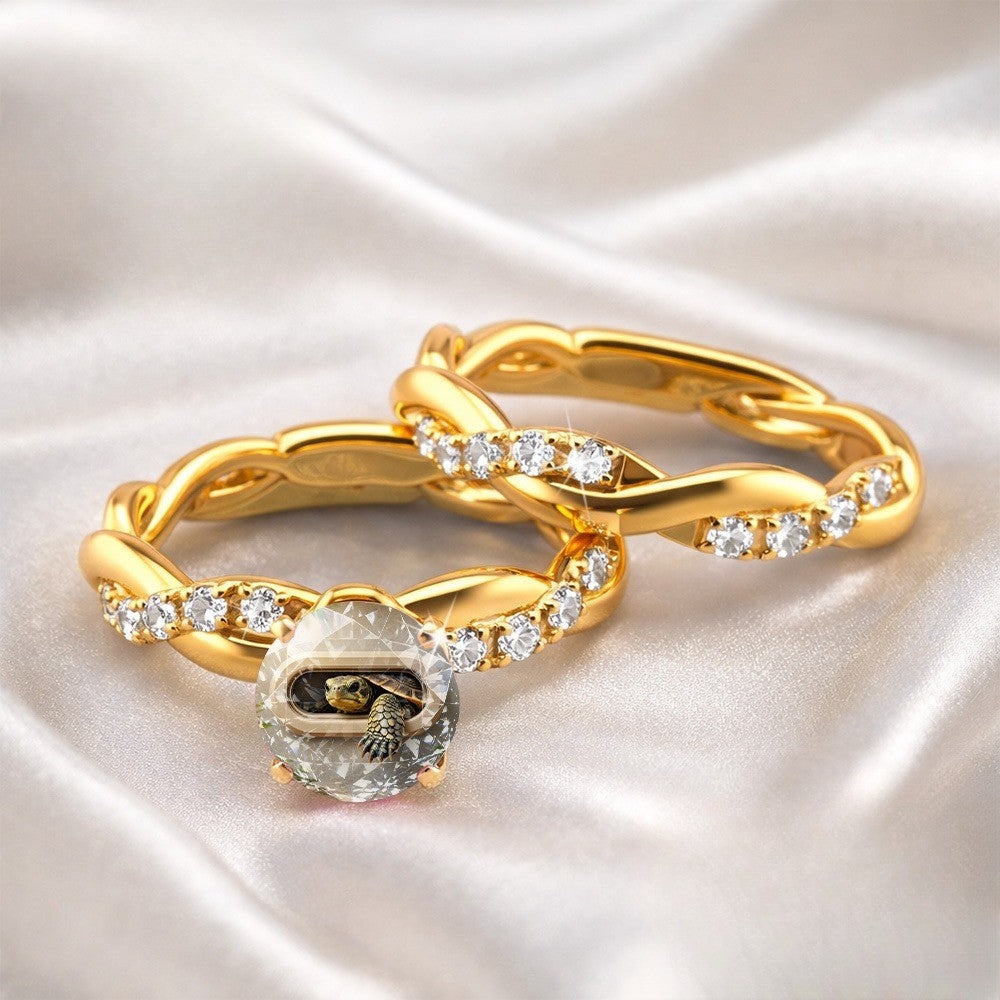 Crystal Turtle Window Ring