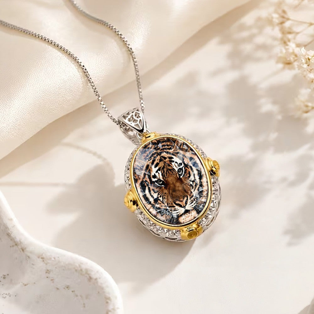 Tiger Oval Pendant Necklace