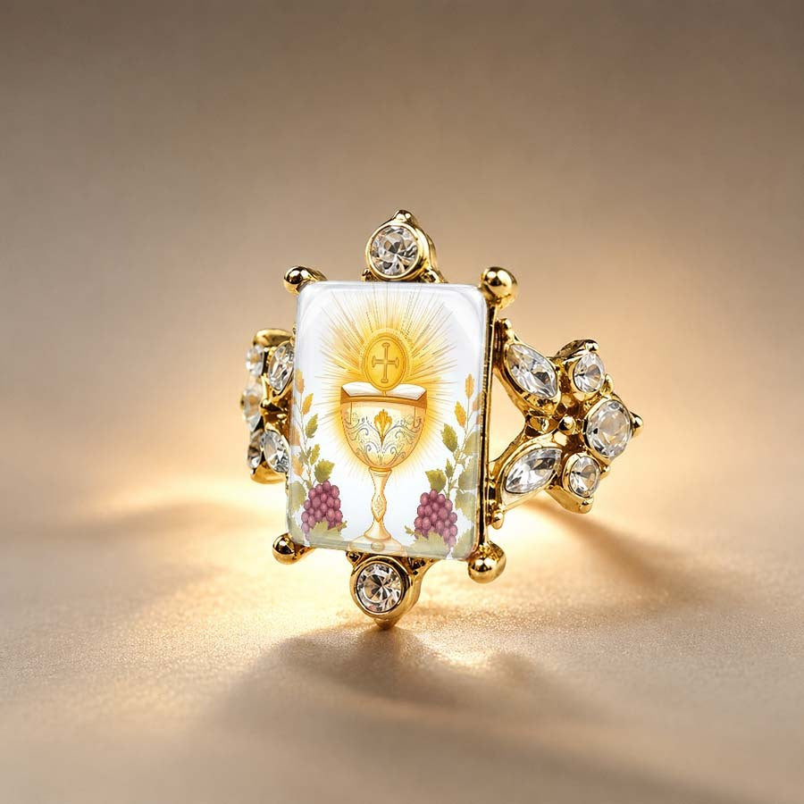 Chalice & Grape Enamel Ring