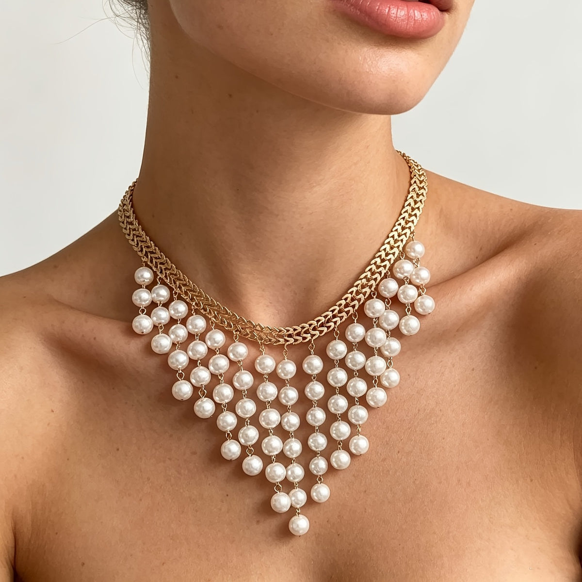 Layered Pearl Statement Necklace
