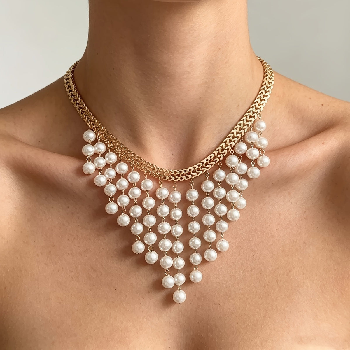 Layered Pearl Statement Necklace
