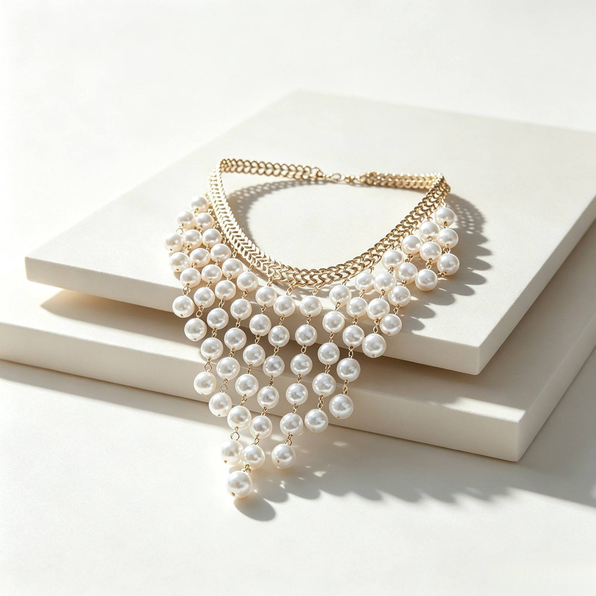 Layered Pearl Statement Necklace