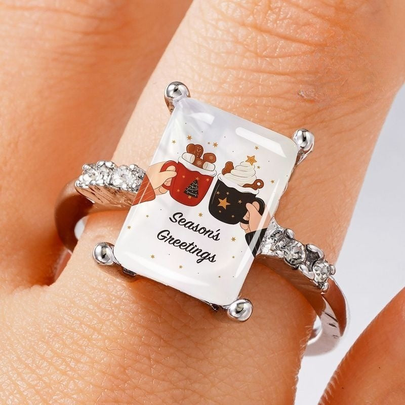 Season's Greetings Hot Cocoa Rectangle Ring