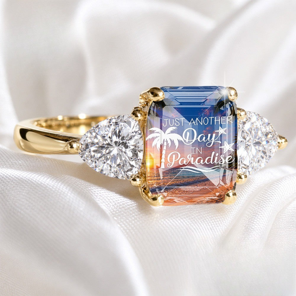Tropical Sunset Three-Stone Ring