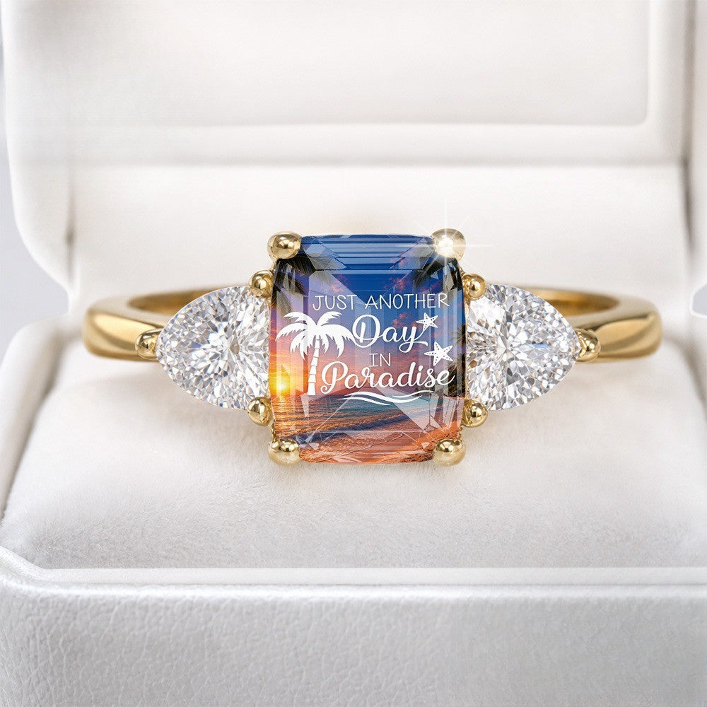 Tropical Sunset Three-Stone Ring