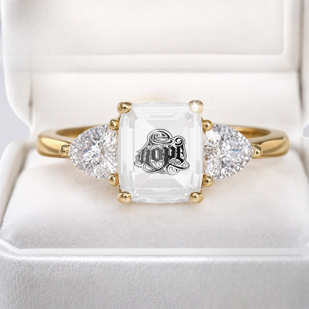 Hope Script Three-Stone Ring