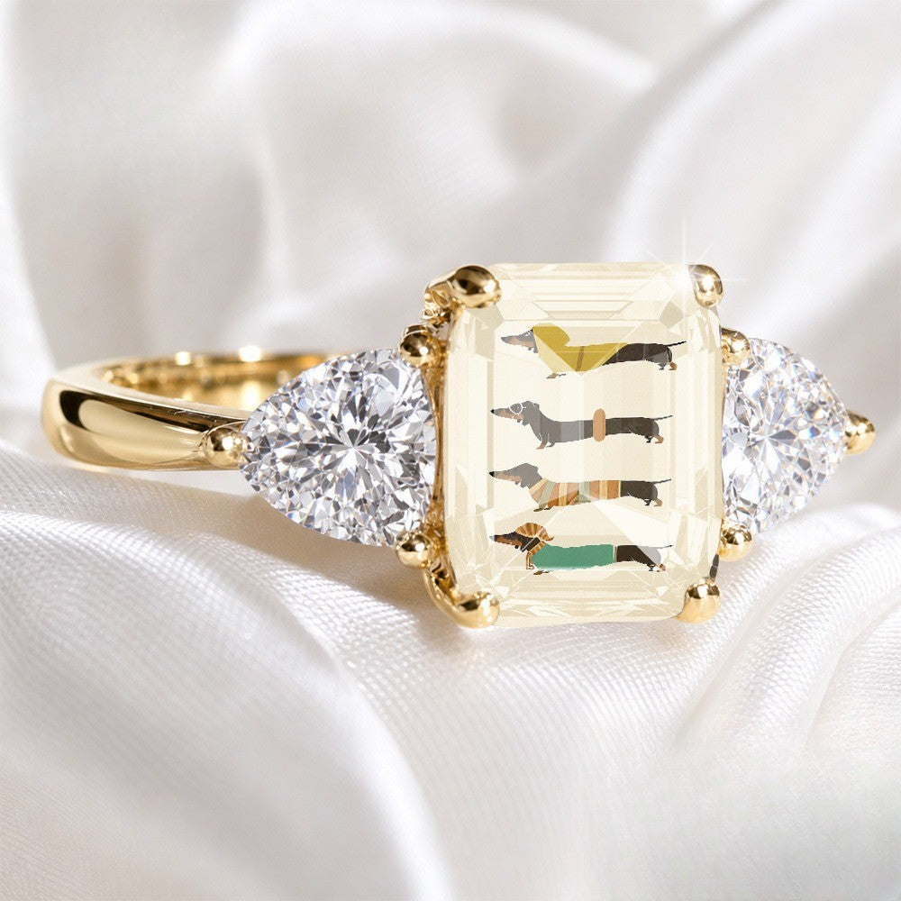 Dachshund Rectangular Stone Ring