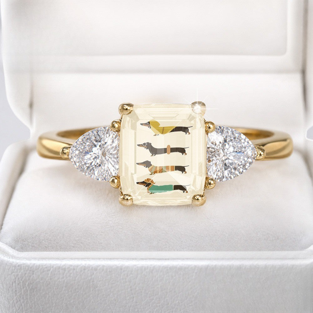 Dachshund Rectangular Stone Ring