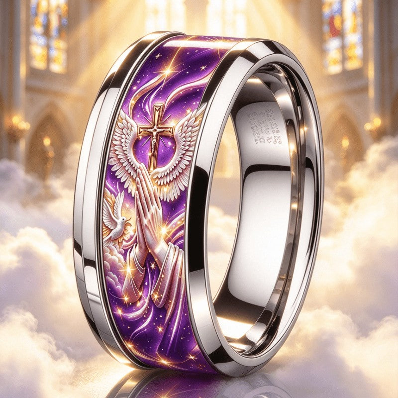 Purple Praying Hands Ring